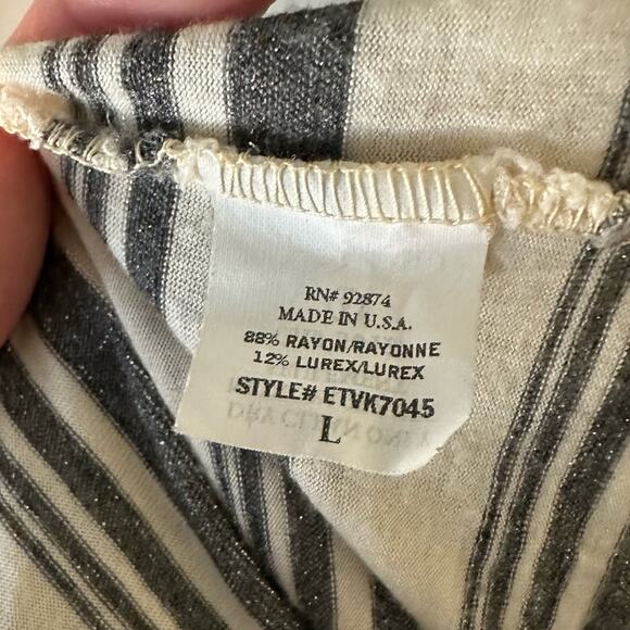 Ella Moss Women's sz L Cream Gray/Silver Stripe Open Drape Cardigan Sweater - Picture 10 of 10